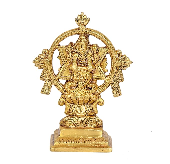Brass Lord Sudarshana Murthy with Narasimha Swamy on Backside | Narsimha Sudarshana Height 5 Inch Craft Detail