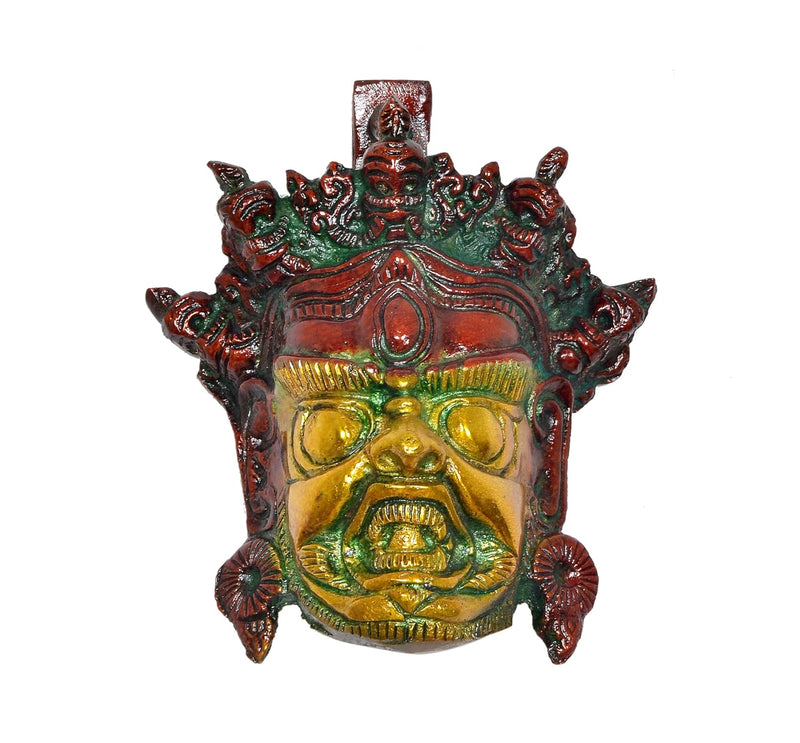Brass Nazar Battu Mahakala Wall Hanging Mask (Height : 5 inch)