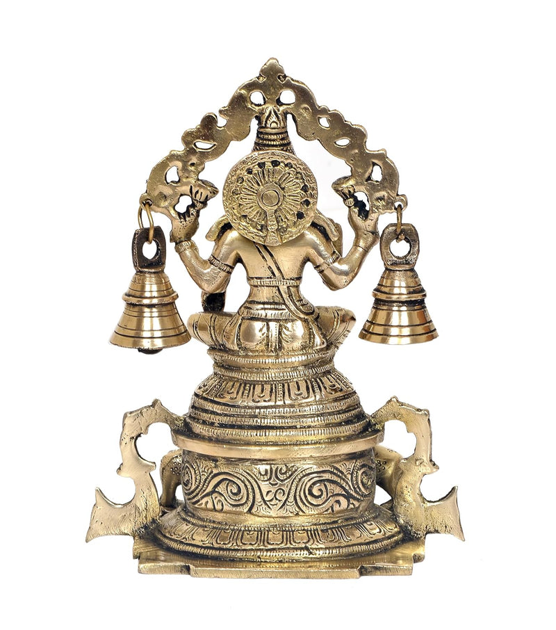 Brass Lakshmi Idol Laxmi Goddess Lakshmi Sitting Statue for The Puja Temple at Home Decor Office (Height: 8 Inch)