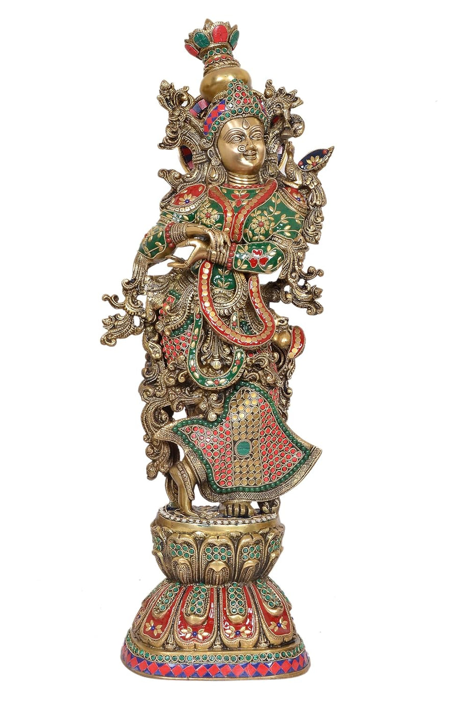 Brass Radha - Big Size - Brass Radha Murti Idol Statue Sculpture for Home Office Pooja Mandir Decor (Height 29 inch) Craft Detail