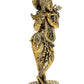 Brass Lord Krishna Idol Figurine Sculpture Playing Flute Statue Decorative Showpiece, (Height 5.5 Inch)