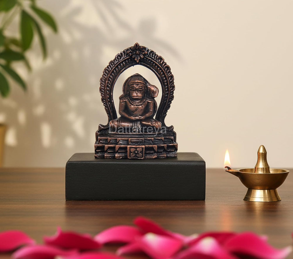 Copper Siting Hanuman Idol Dhyan Mudra Meditation (Height:2 Inch)