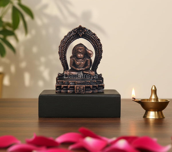 Copper Siting Hanuman Idol Dhyan Mudra Meditation (Height:2 Inch)