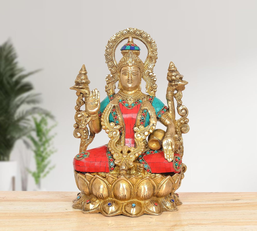 Brass Goddess Lakshmi Idol (Height: 12 Inch)