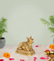 Brass Shiva Seated Nandi Statue Nandi Bull for Shiv Temple Showpiece Home Pooja (Height: 3 Inch)