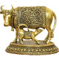 Bronze Cow with Calf for Home Decor Pooja Mandir Temple (Height 3.5 Inch)