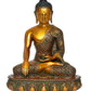 Brass Dhyan Mudra Buddha Statue - Handcrafted Spiritual Decor for Home and Office Decor - Meditating Buddha Idol (Height 13.5 Inch)