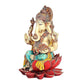 PolyResin Ganesha Statue Idol Murti On Lotus for Temple Home Decor | Height : 7 inches (Orange)