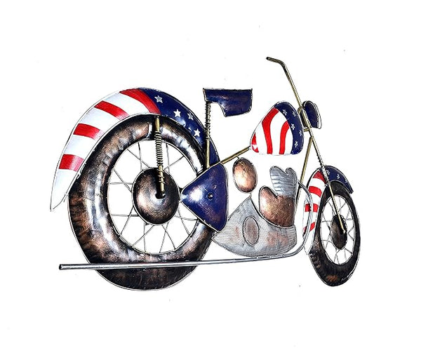 Iron US Bike Motorcycle showpeice (Height: 34 Inches) Entryway Setting