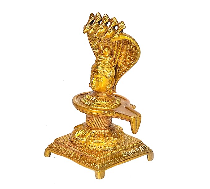 Brass Shiv Shivling Idol Shiv Lingam Home Office Temple Puja Golden Height 7 Inches