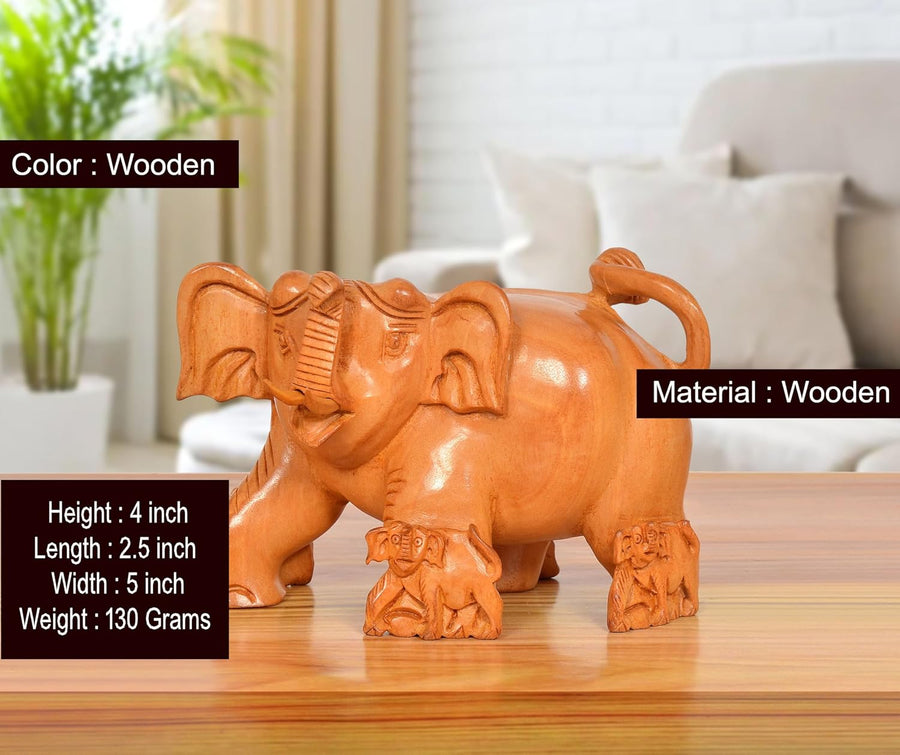 Wooden Elephant Show Piece (Height 4 Inch) (Wooden 2) Craft Detail