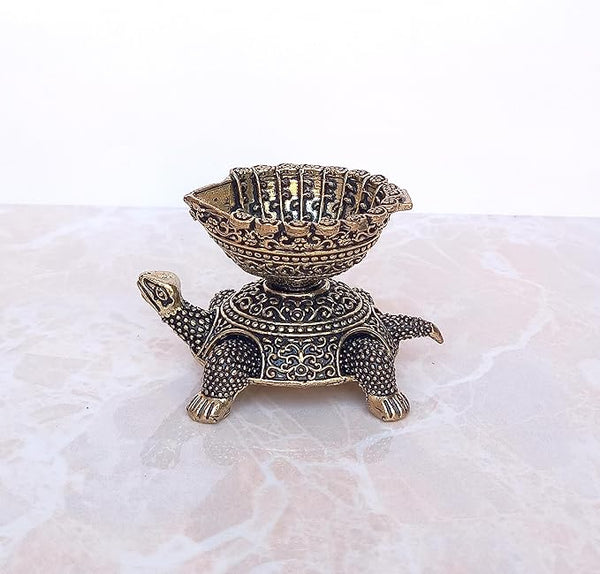 Brass Tortoise diya Oil Lamp (Height: 2 Inches) Entryway Setting