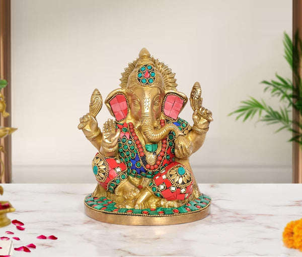 Brass Ganpati Bappa Murti (Height: 7.5 inch)