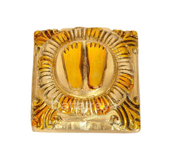 Lakshmi charan paduka brass finish, detailed double-footprints relief