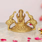 Brass Gaja Lakshmi Statue Laxmi with Elephants Home Temple Office Figurine Showpiece (Height 2.5 Inch)