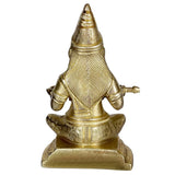 Brass Arnnapoorna Parvati mata puja idol, cone-shaped head with detailed motifs