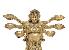 Brass Standing Ashtalakshmi Oil Lamp with 7-Wick Deepam – Traditional Hindu Puja Diya for Home Temple, Festive Décor & Diwali Gifting (Height: 8 Inches)