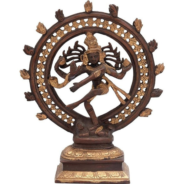 Brass Small Natraj Dancing Shiva Idol Statue Height 9.4 Inch