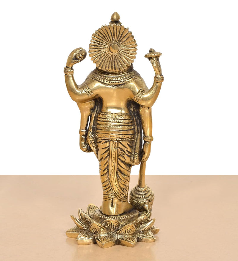 Brass Lord Vishnu Standing Idol (Height 8.5 Inch)