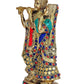 Divine Multicolour Brass Radha Krishna Idol with Exquisite Stone Work - 8.5 Inches