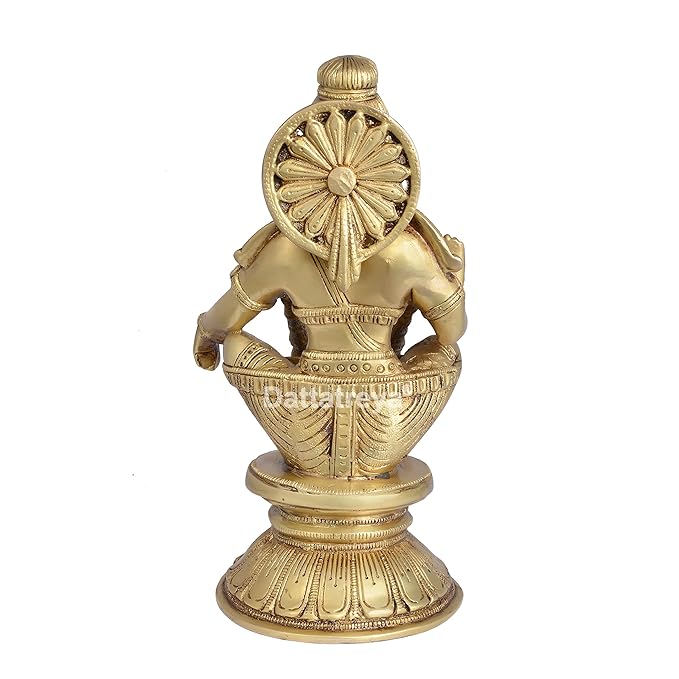 Brass Seated Lord Ayyappan Ayyappa fine Brass Statue Idol, Height 8 inch