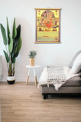 Shiv family wall poster with Mahamirtunjay mantra, framed on wall