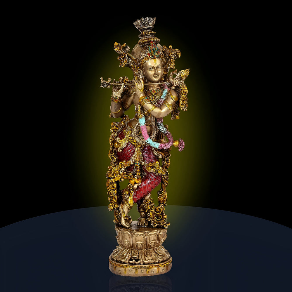 Resin Krishna Playing Flute Showpiece (Height 14 inch)