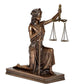 Resin Lady Justice Kneeling Holding Scale and Sword Murti Figurine Sculpture Office Home Court Height 6 Inch