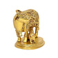 Brass Cow with Calf Pooja Mandir Home Decor Golden (Height 4 Inch)