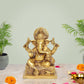 Brass Lord Ganesha Idol Statue Decorative Sculpture for Home Office Mandir Pooja Showpiece (Height 7 Inch)