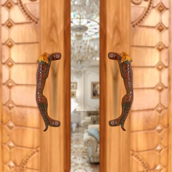 Brass Jaguar Shaped Door Handle (Pack of 2) (Height : 7.5 inch)