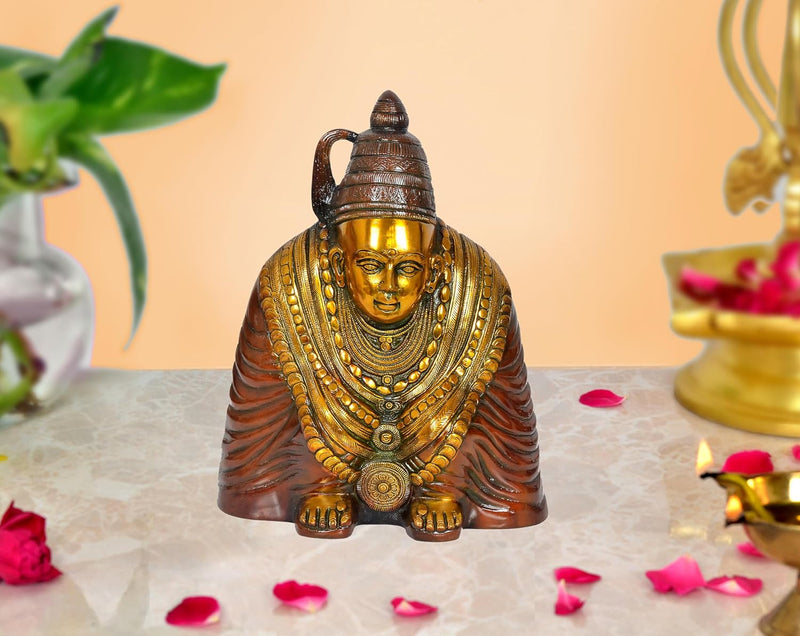 Brass Idol Goddess Tulja Bhavani Statue Brown (Height 13" Inches)