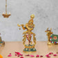 Metal Lord Krishna Sculpture (Height 8.5 Inch)