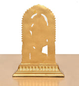 Resin Ram Lalla murti back view, plain golden arch and base on pedestal