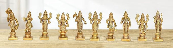 Brass FINE DASHAVATAR/Vishnu Avatars Statue Set (10 PC) Golden Color in Brass (Height : 3.0 Inches)