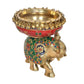 Brass Elephant with Urli Statue Idol with Ghungroo for Home Decor Office Mandir | Height : 7.5 Inches