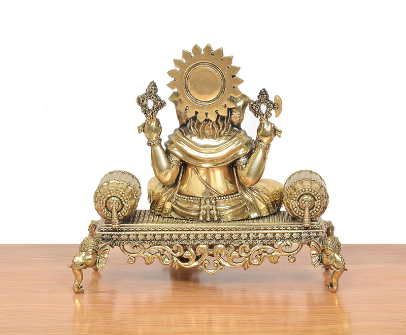 Bronze Ganesha with Singhasan Idol (Height: 8 inch)