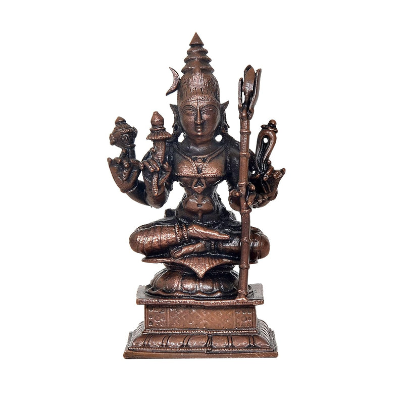 Copper Goddess Rajarajeshvari, Tripura Sundari, Lalita Devi, Rajarajeshwari Sculpture (Height: 4 inch)