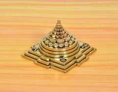 Bronze Shri Yantra with ribbed platform base and detailed side accents