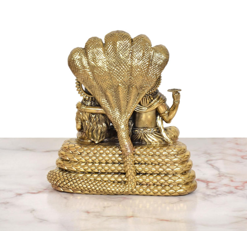 Bronze Maa Lakshmi with Lord Vishnu On Sheshnag Idol Statue (Height 5.5 Inch)