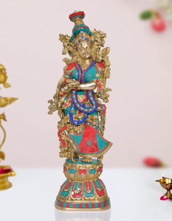 Brass Radha - Big Size - Radha Rani Murti Idol Statue Sculpture for Home Office Pooja Mandir Decor (Height 29 inch)