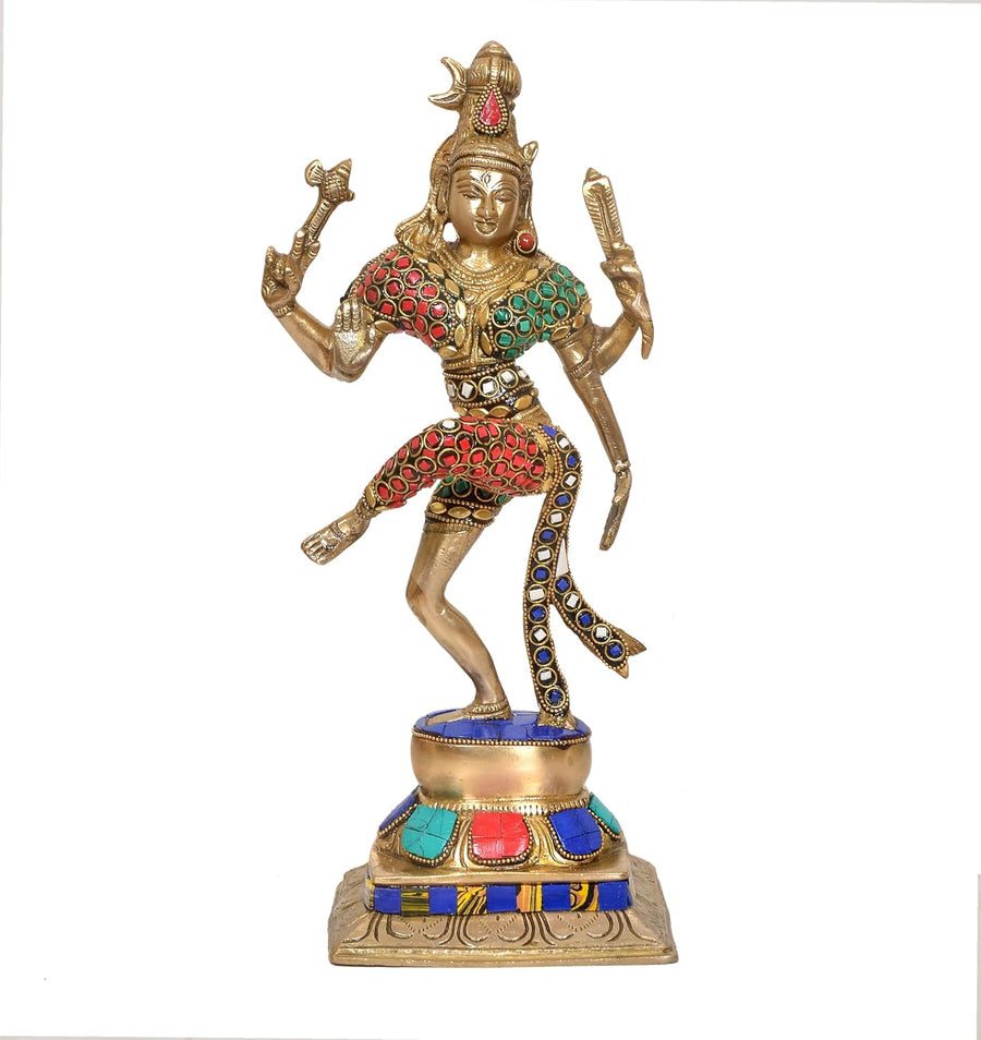 Brass Ardhanrishvara Shiva and Parvati Murti Religious Statue for Home Temple Decor Office Mandir  (Height: 12 Inches) Craft Detail