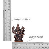 Copper Lakshmi Varaha idol size chart: height 2.25 in, width 1.75 in, seated figure