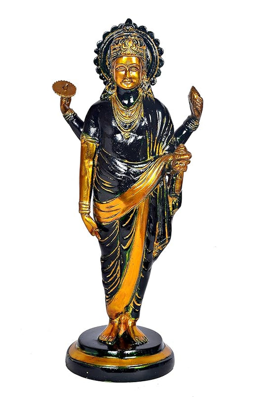 Brass Idol of Lord Dhanvantari God of Ayurveda Medicine Statue Height 18.5 Inches