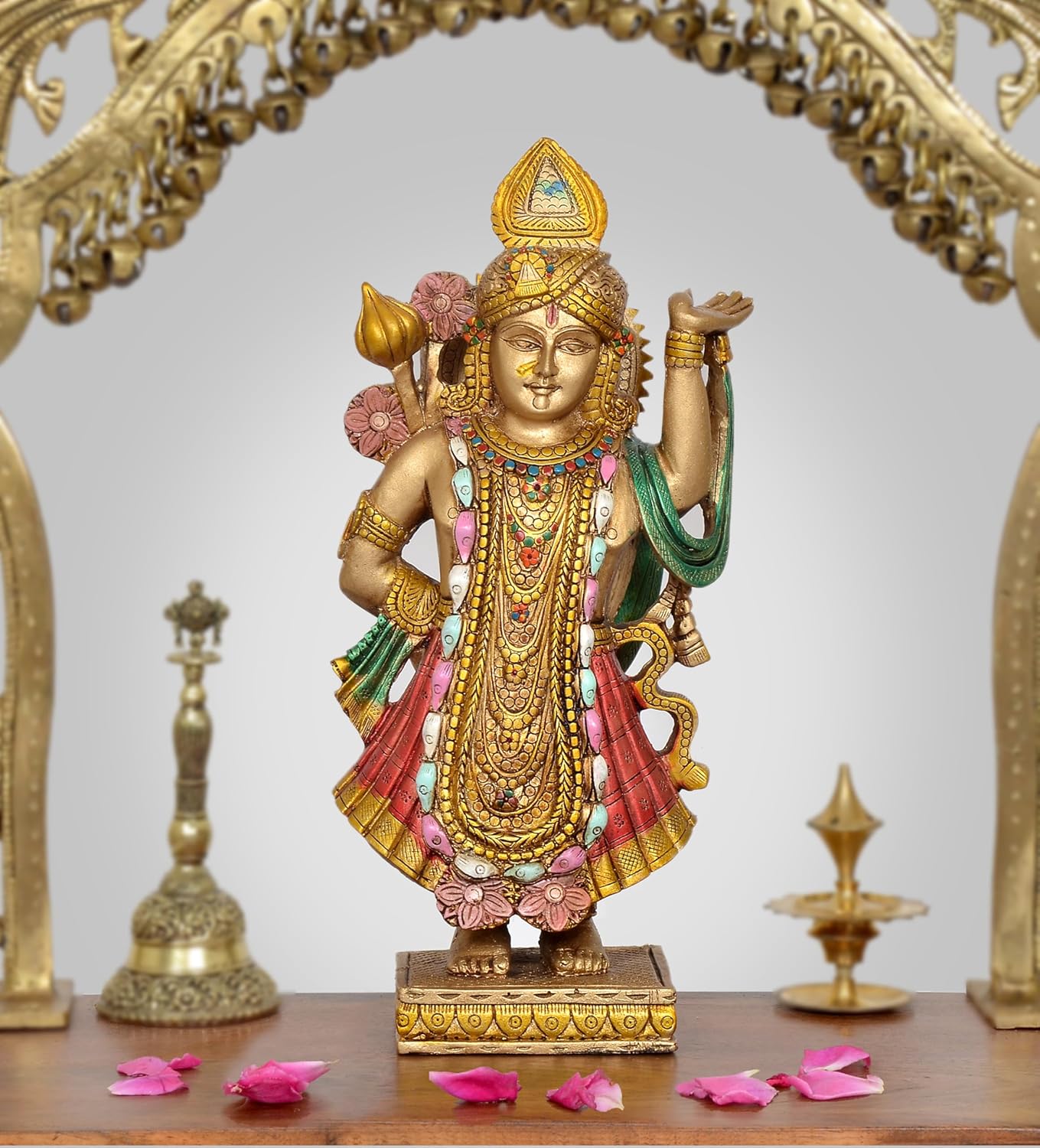 Resin Shreenathji Statue of Shrinathji murti for Home Decor Mandir Pooja Showpiece (Height 10 Inch)