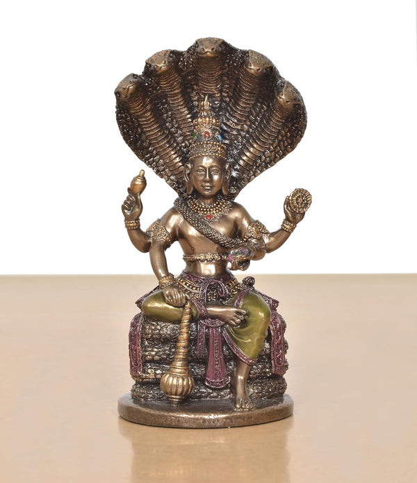 Resin Vishnu Seated on Sheshnag Statue (Height 5 Inch) Entryway Setting
