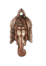 Bronze metal Lord Ganesha face wall hanging with loop for display