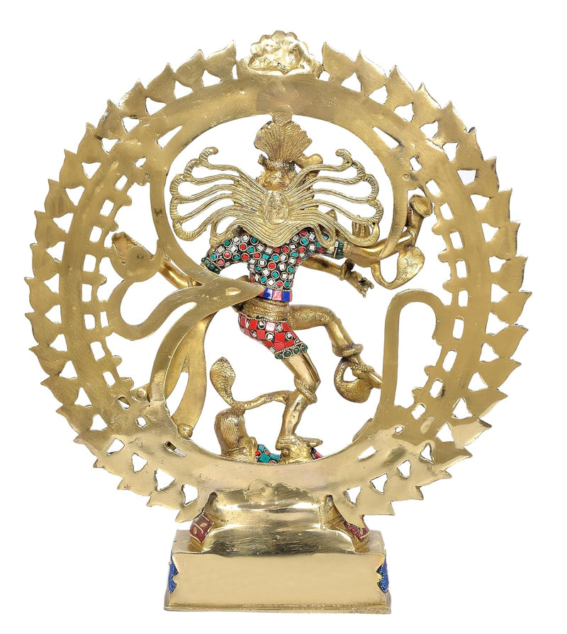 Brass Natraj with beautiful stone work (Height: 20 inch)