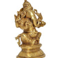 Brass Lord Ganesha Idol Ganesh Statue Decorative Sculpture for Home Decor Office Mandir Pooja Showpiece (Height 8 Inch)