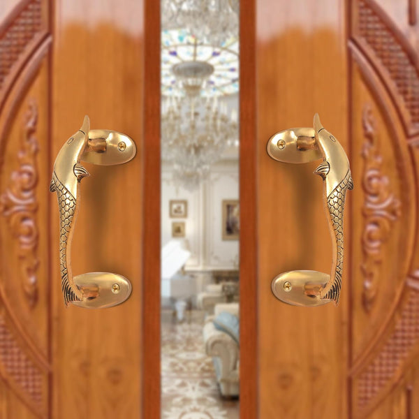 Brass Dolphin Fish Design Door Handle (Pack of 1) (Height :5 inch)